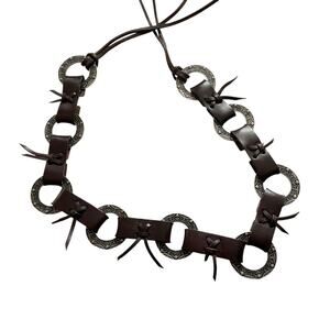 Vintage leather‎ fringe ring belt